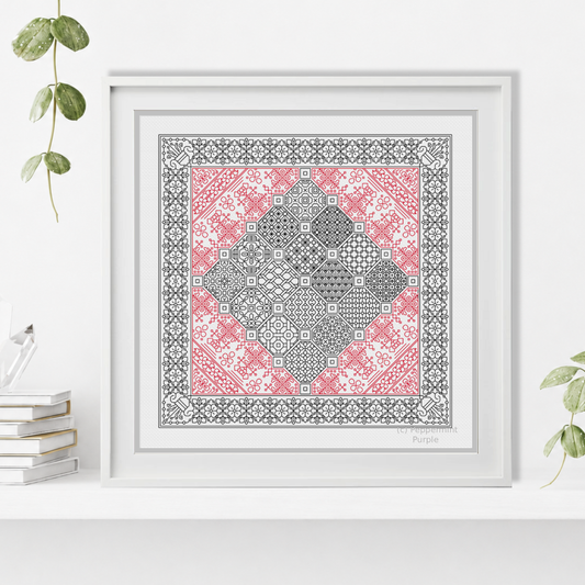 Blackwork Octagons Blackwork Pattern by Peppermint Purple