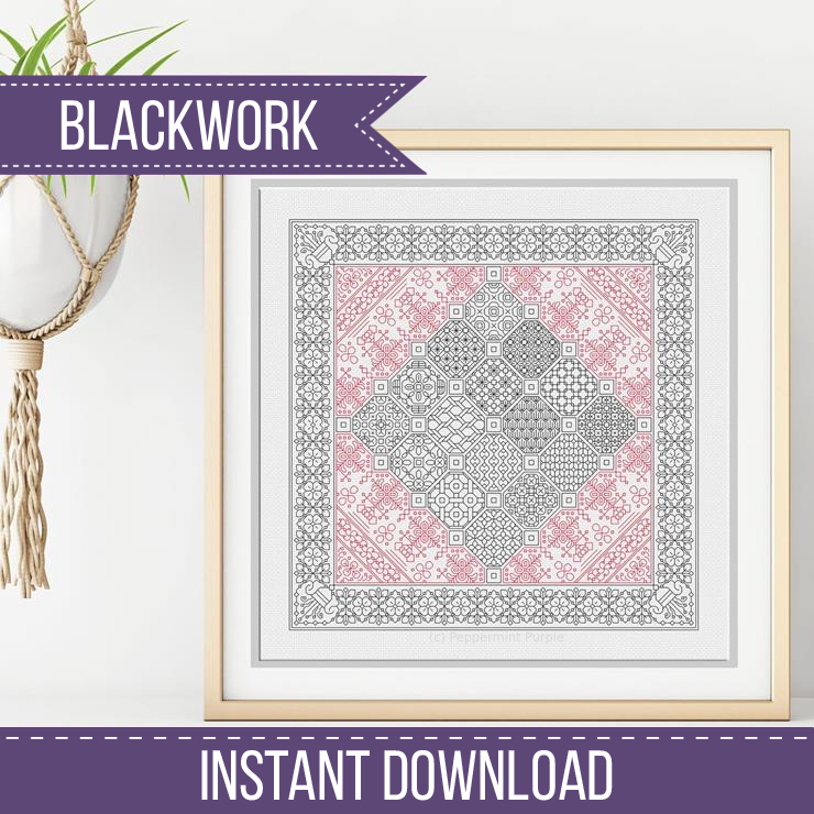 Blackwork Octagons Blackwork Pattern by Peppermint Purple