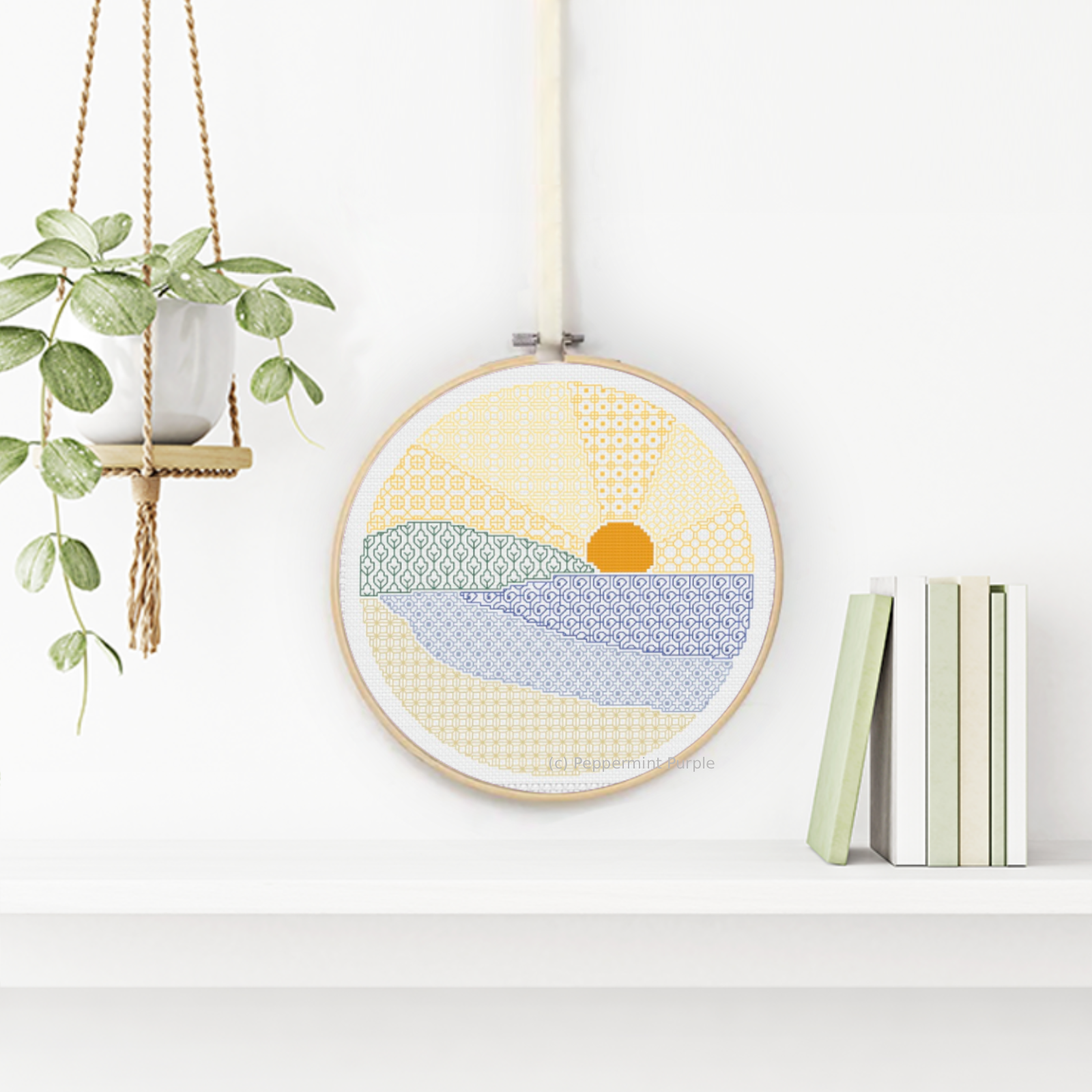 Beach blackwork Chart Blackwork Pattern by Peppermint Purple