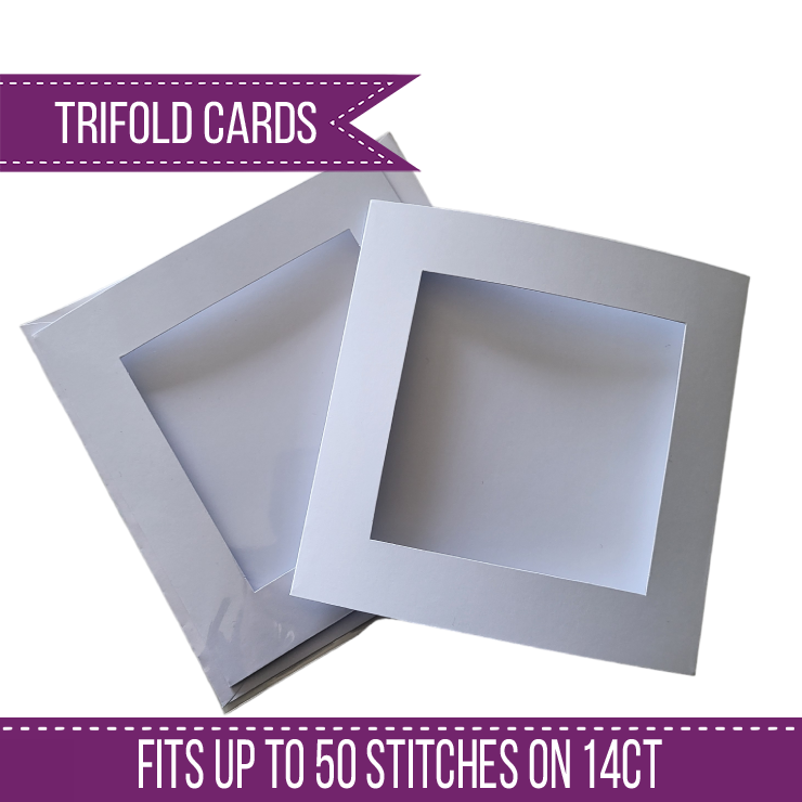 3 x Trifold Aperture Cards - Blackwork Patterns & Cross Stitch by Peppermint Purple