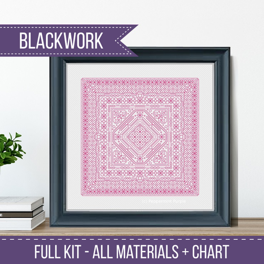 Cyclamen Study In Colour Blackwork Kit Blackwork Kit by Peppermint Purple