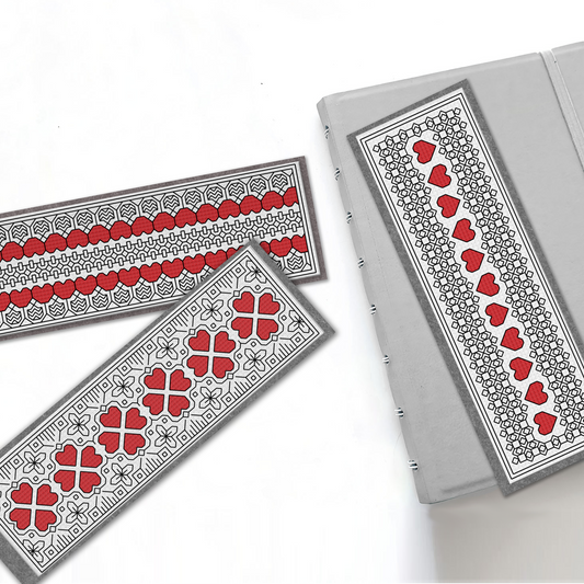 Heart Bookmarks Blackwork Pattern by Peppermint Purple