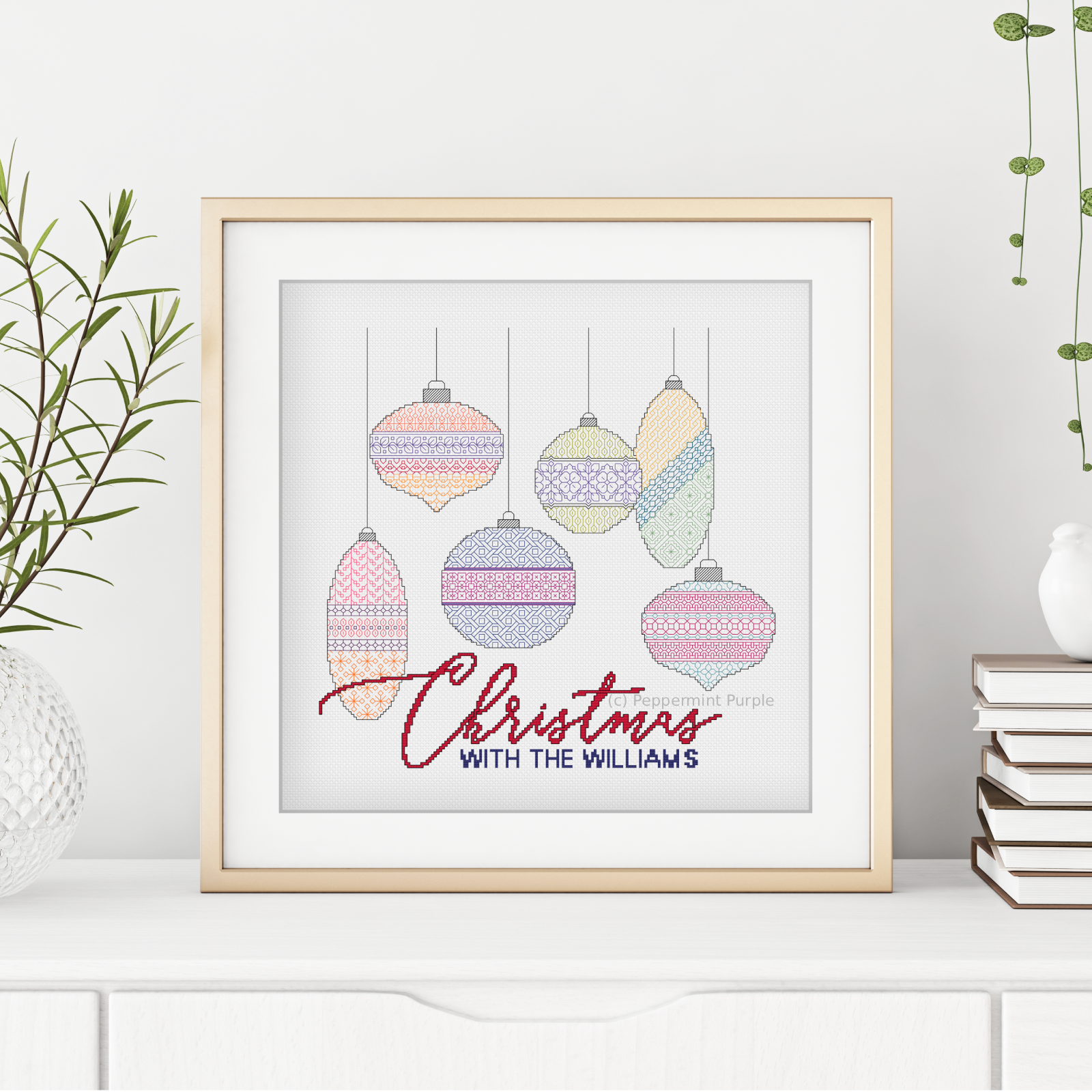 Blackwork Christmas Baubles Blackwork Pattern by Peppermint Purple