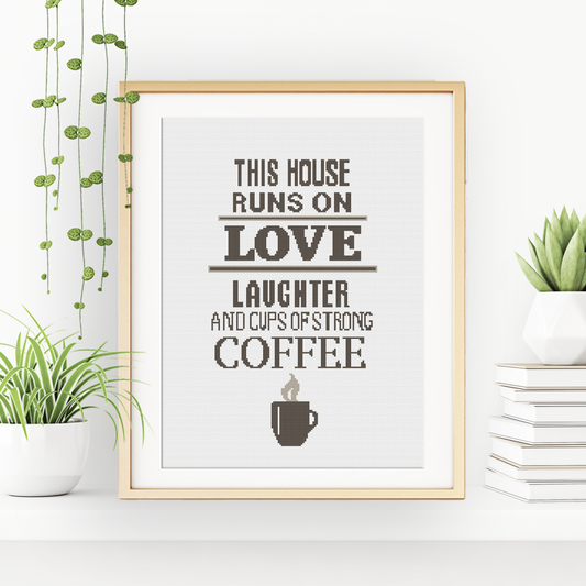 Strong Coffee Cross Stitch Pattern by Peppermint Purple
