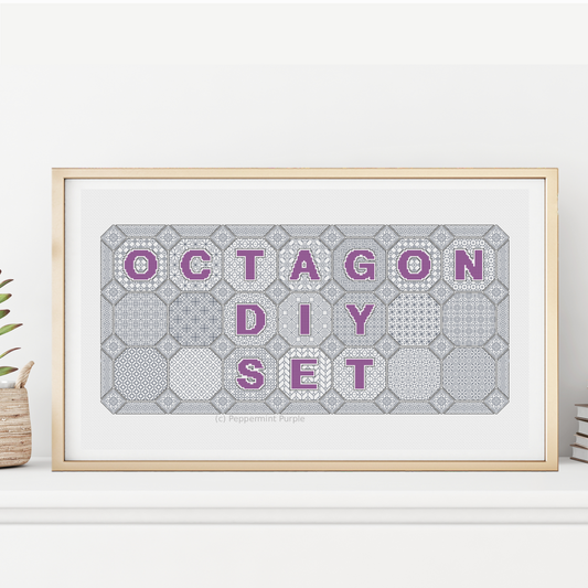 Octagon Design Set Blackwork Pattern by Peppermint Purple