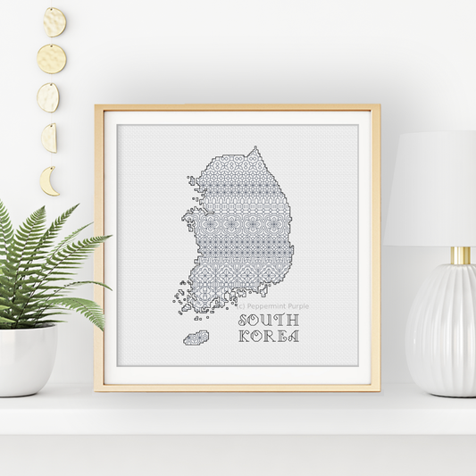 South Korea Blackwork Blackwork Pattern by Peppermint Purple