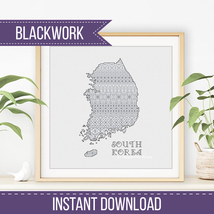 South Korea Blackwork Blackwork Pattern by Peppermint Purple