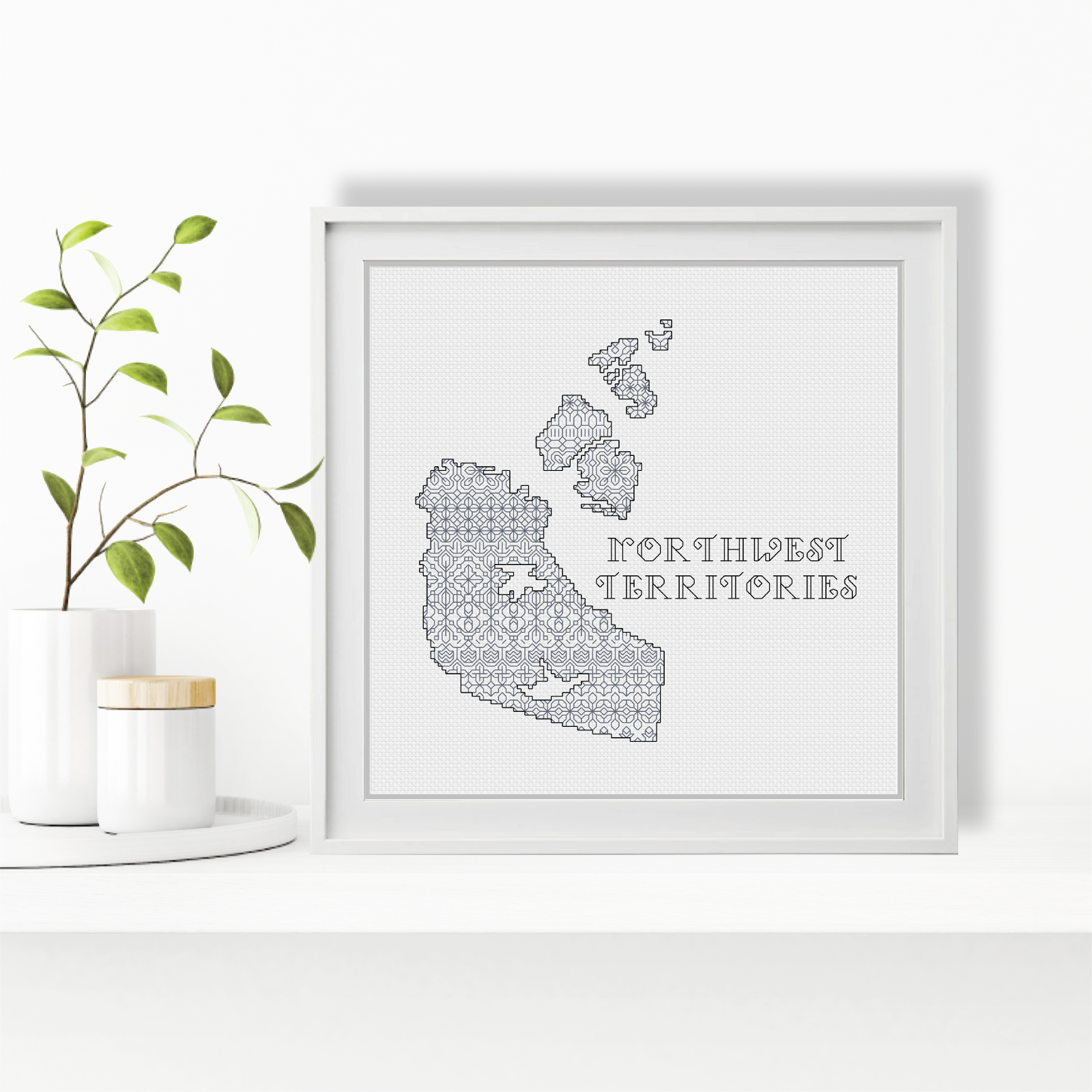Northwest Territories Blackwork Pattern by Peppermint Purple