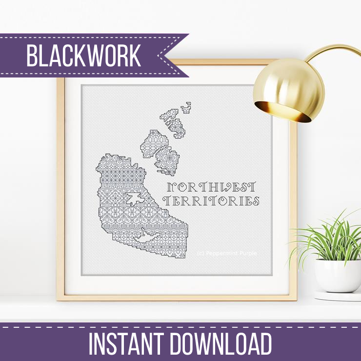 Northwest Territories Blackwork Pattern by Peppermint Purple