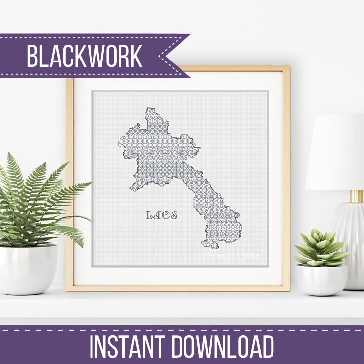 Laos Blackwork Blackwork Pattern by Peppermint Purple