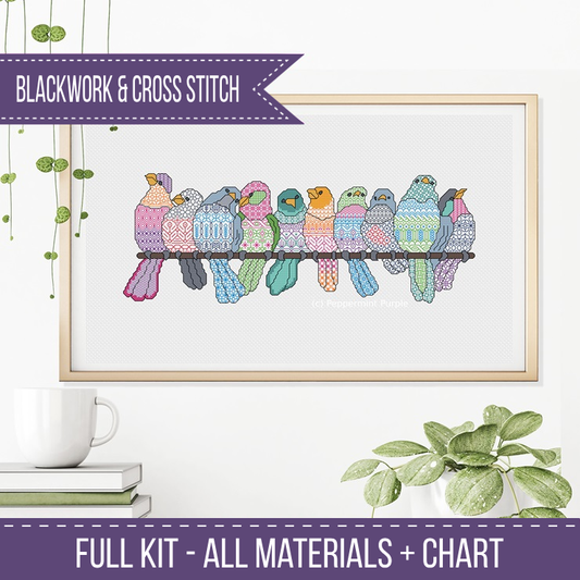 Just Birds Blackwork Kit Blackwork Kit by Peppermint Purple