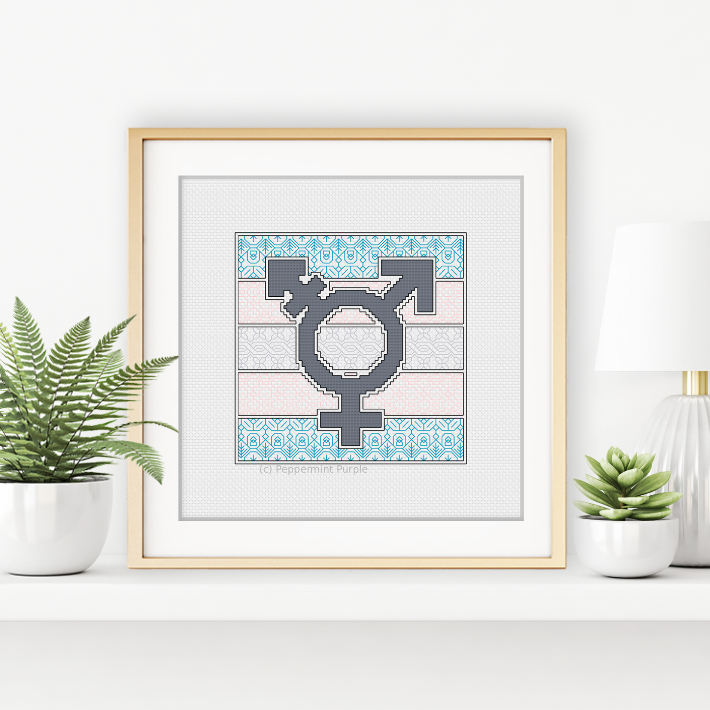Trans Pride - Mermaids Charity Blackwork Pattern by Peppermint Purple