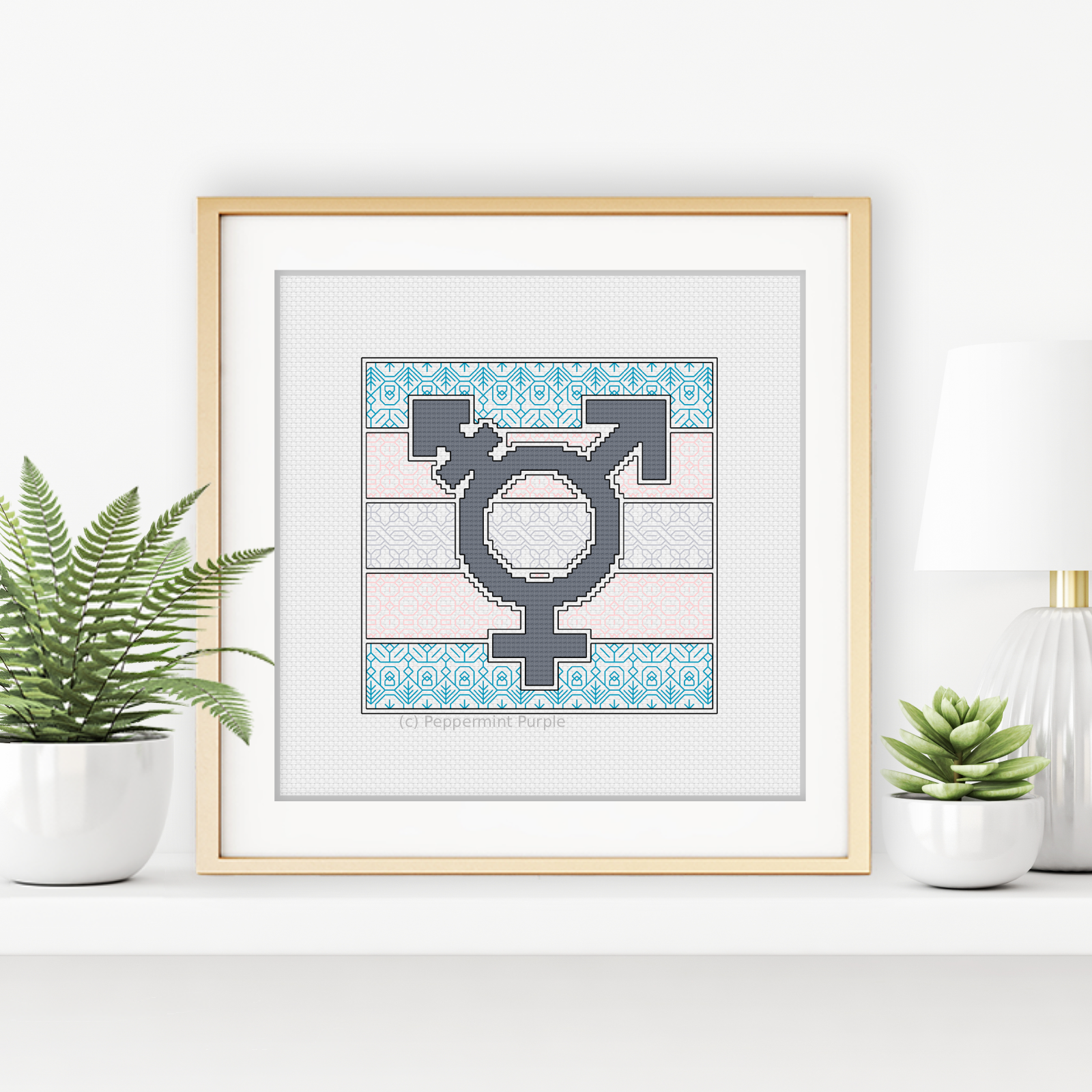Trans Pride - Mermaids Charity Blackwork Pattern by Peppermint Purple