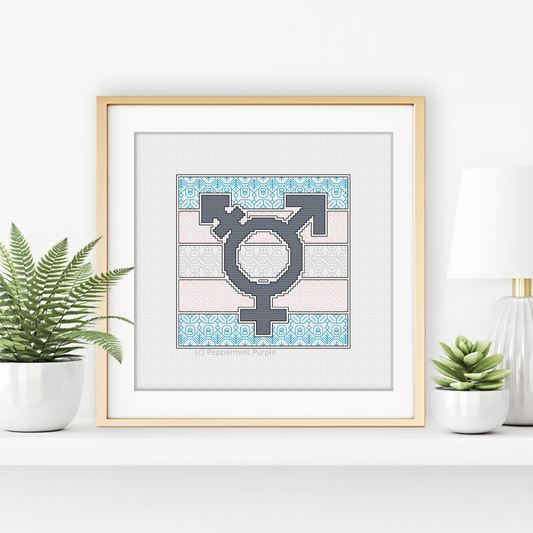 Trans Pride - Mermaids Charity Blackwork Pattern by Peppermint Purple