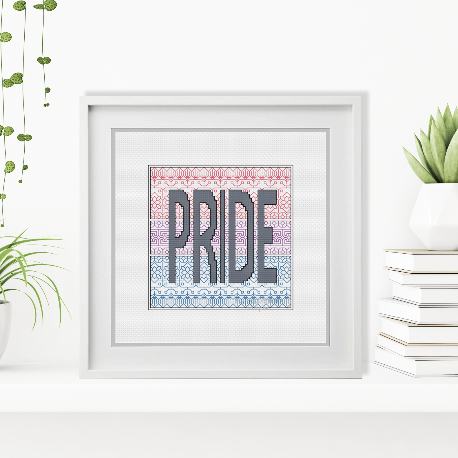 Bi Pride - Stonewall Charity Blackwork Pattern by Peppermint Purple