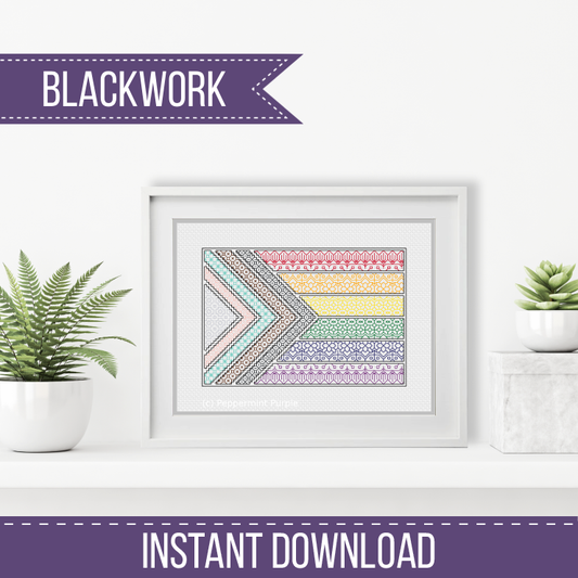 Inclusive Pride - Stonewall Charity Blackwork Pattern by Peppermint Purple