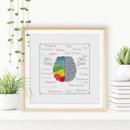 I'm Fine - Mind Charity Blackwork Pattern by Peppermint Purple