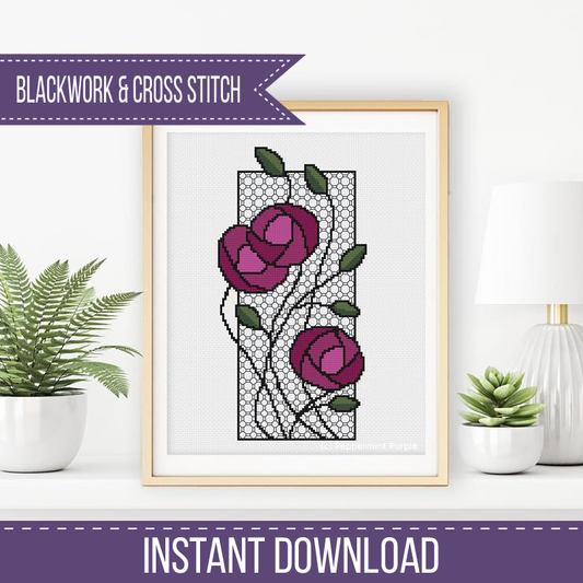 Mackintosh Climbing Roses Blackwork Pattern by Peppermint Purple