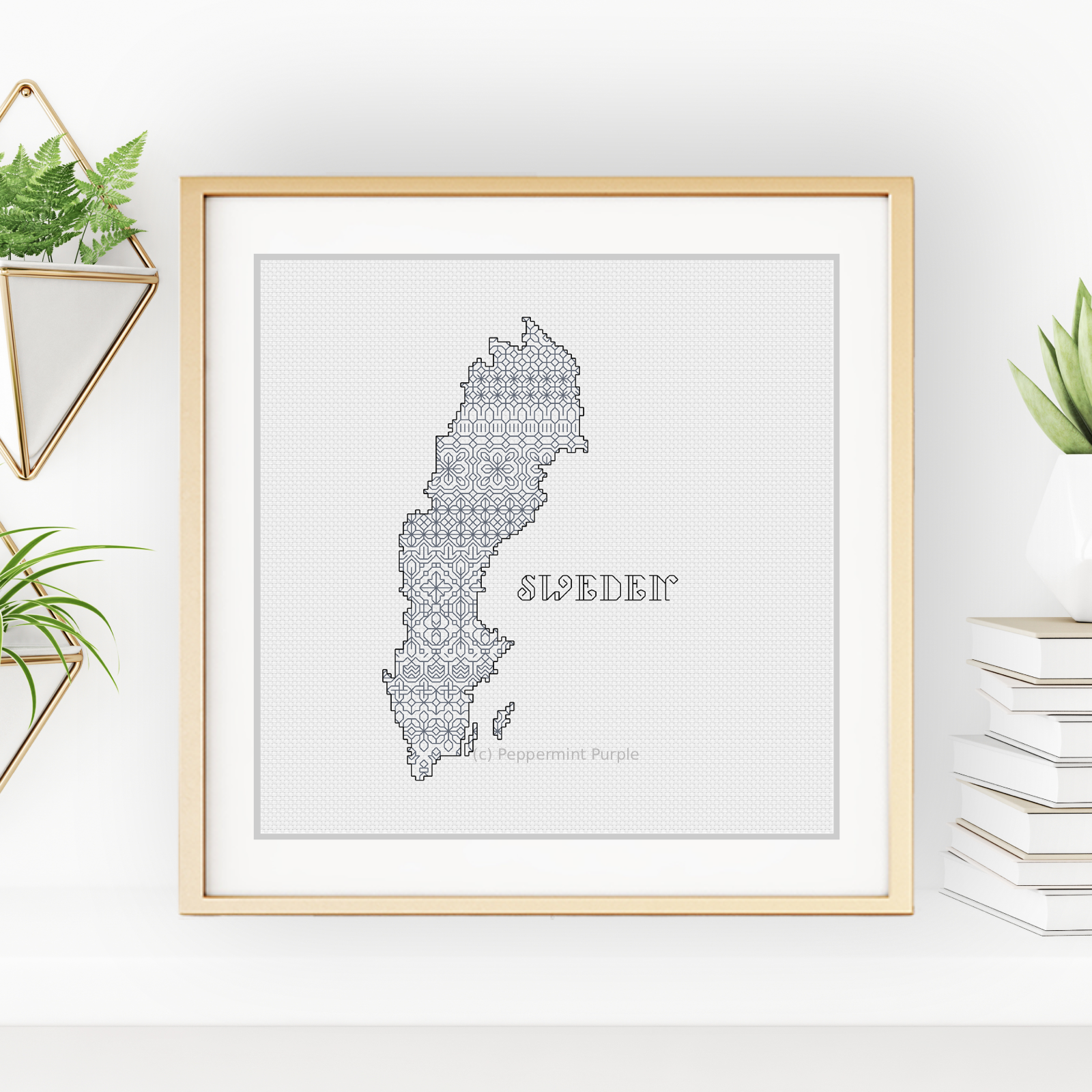 Sweden Blackwork Pattern Blackwork Pattern by Peppermint Purple