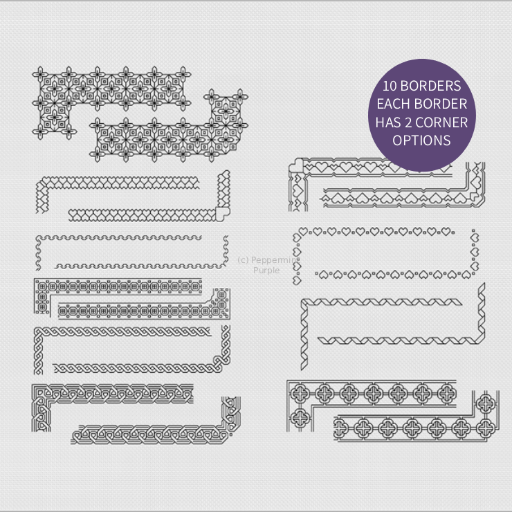 Borders & Corners - Set 2 Blackwork Font by Peppermint Purple