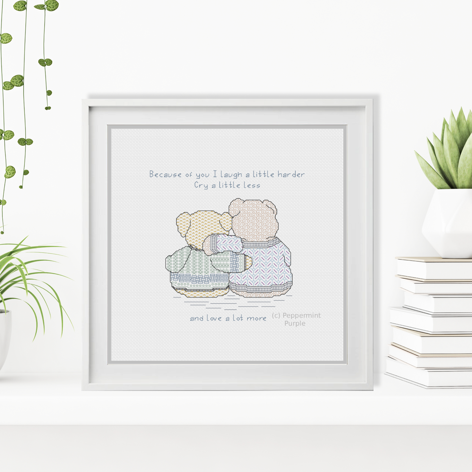 Blackwork Friendship Bears Blackwork Pattern by Peppermint Purple