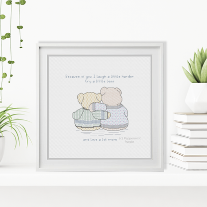 Blackwork Friendship Bears Blackwork Pattern by Peppermint Purple