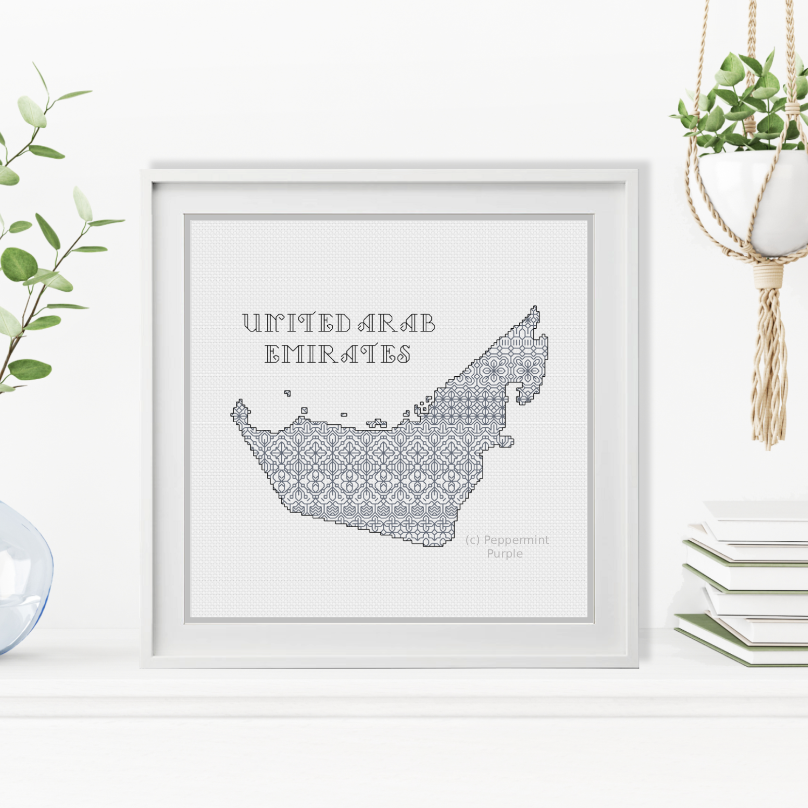 United Arab Emirates Blackwork Pattern by Peppermint Purple