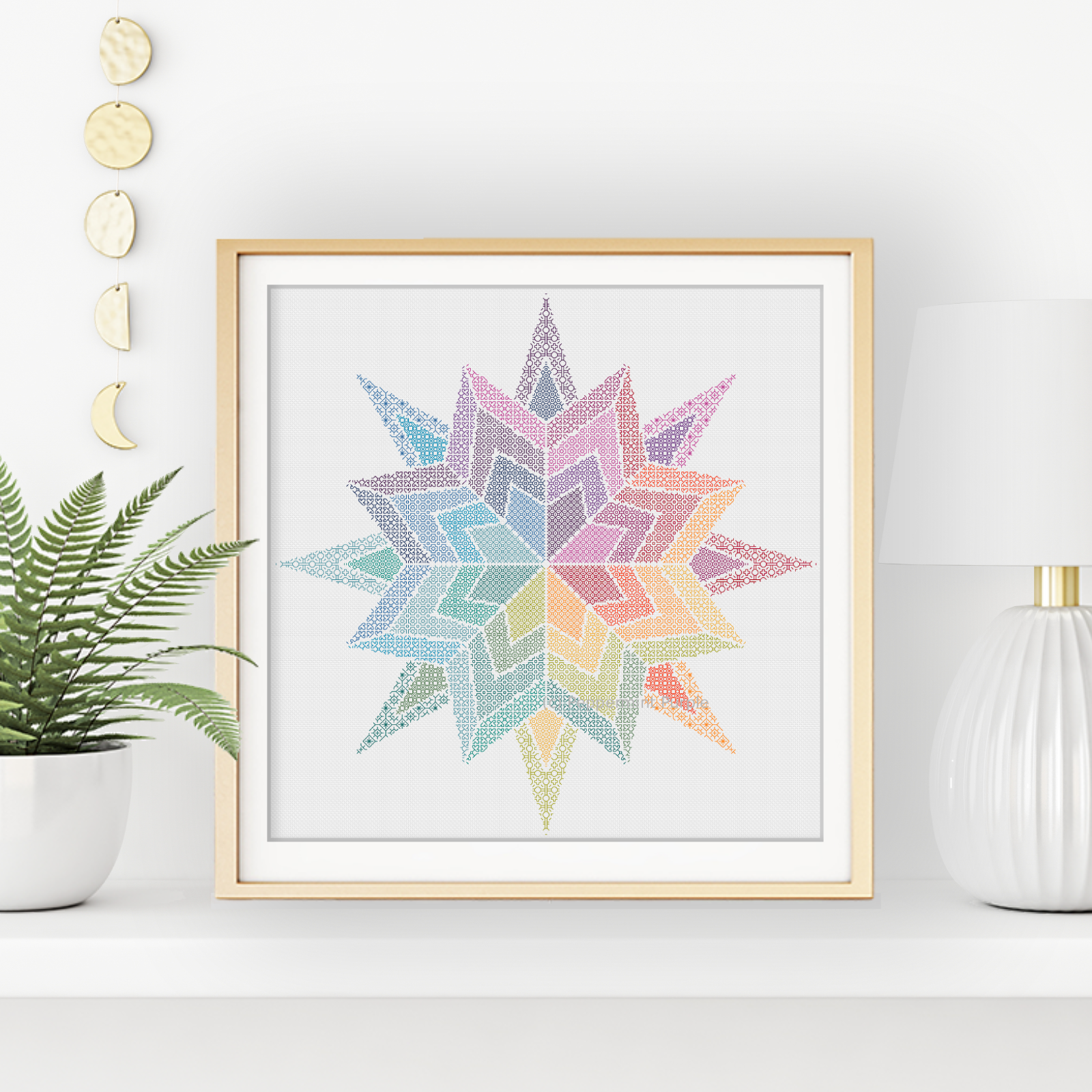 Blackwork Rainbow Star Blackwork Pattern by Peppermint Purple
