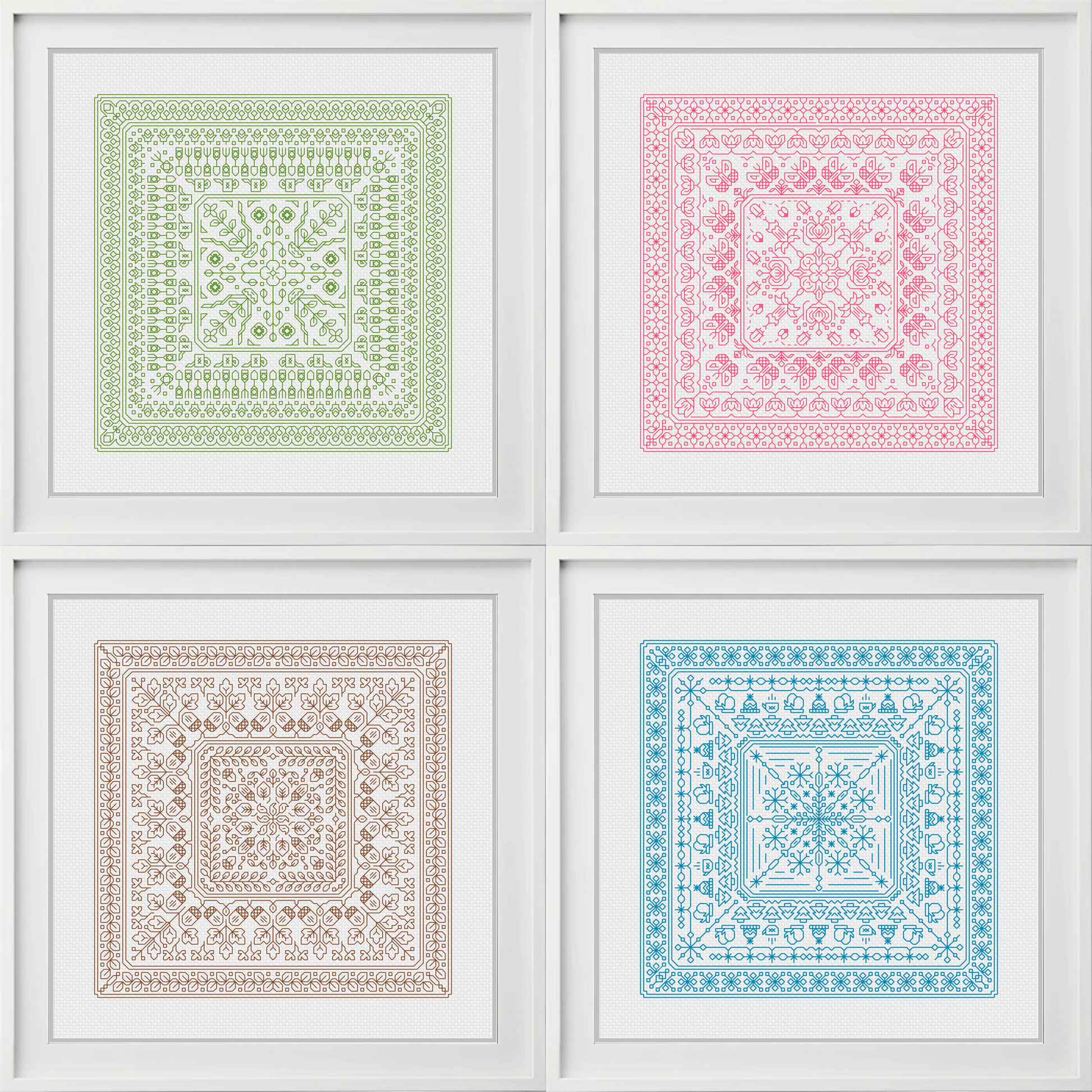 Four Seasons Blackwork Pattern by Peppermint Purple