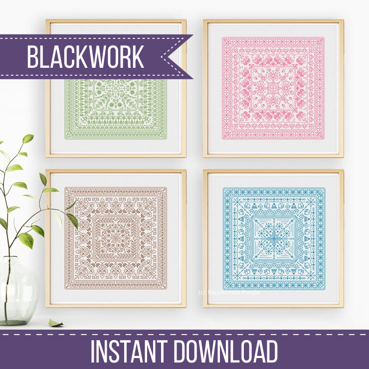 Four Seasons Blackwork Pattern by Peppermint Purple