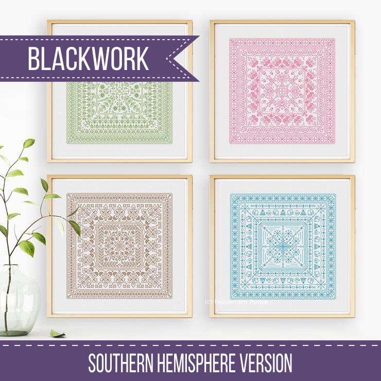 Four Seasons Blackwork Pattern by Peppermint Purple