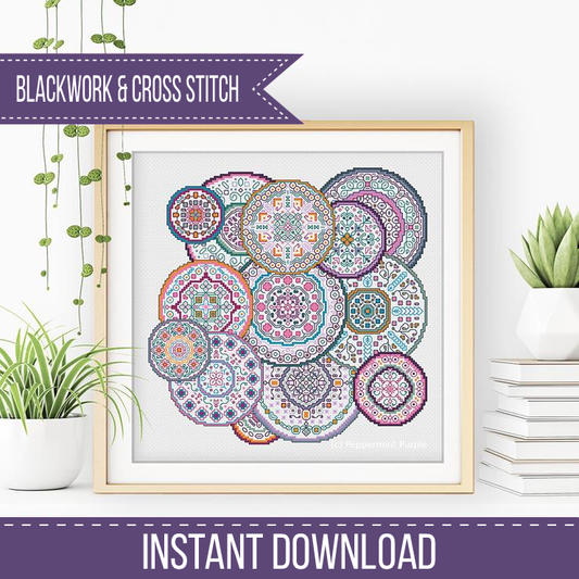 Mandala Millefiori Blackwork Pattern by Peppermint Purple