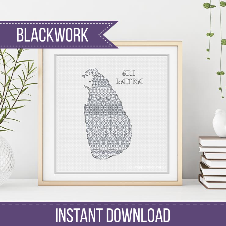 Sri Lanka Blackwork Blackwork Pattern by Peppermint Purple