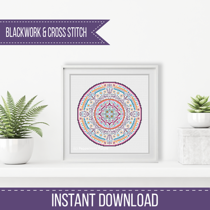 Blackwork Mandala 2 Blackwork Pattern by Peppermint Purple