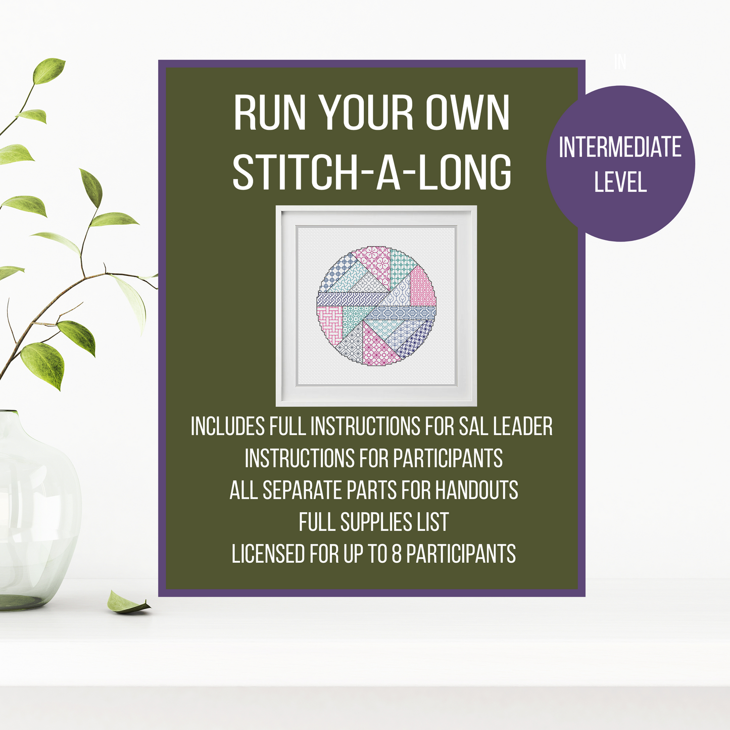 Circle - Intermediate Level DIY Blackwork SAL DIY SAL by Peppermint Purple