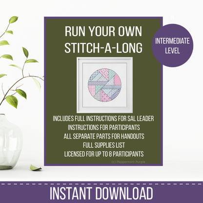 Circle - Intermediate Level DIY Blackwork SAL DIY SAL by Peppermint Purple