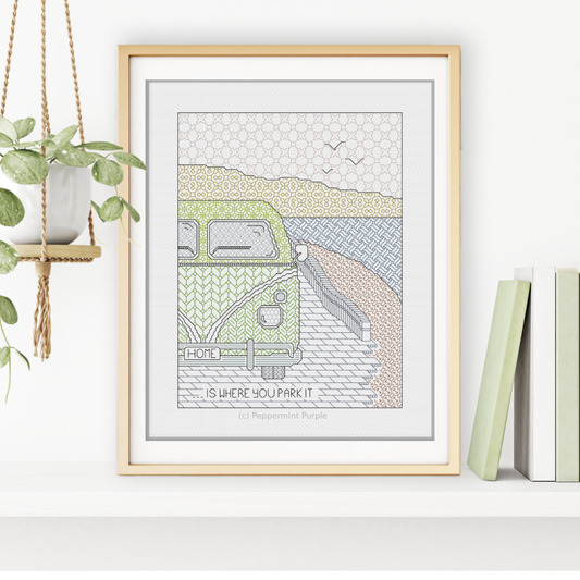 Home is Where you Park it Blackwork Pattern by Peppermint Purple
