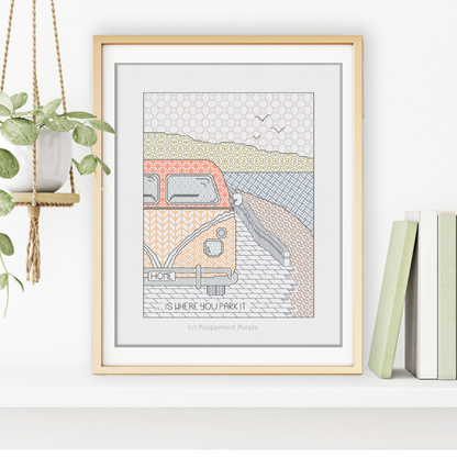Home is Where you Park it Blackwork Pattern by Peppermint Purple