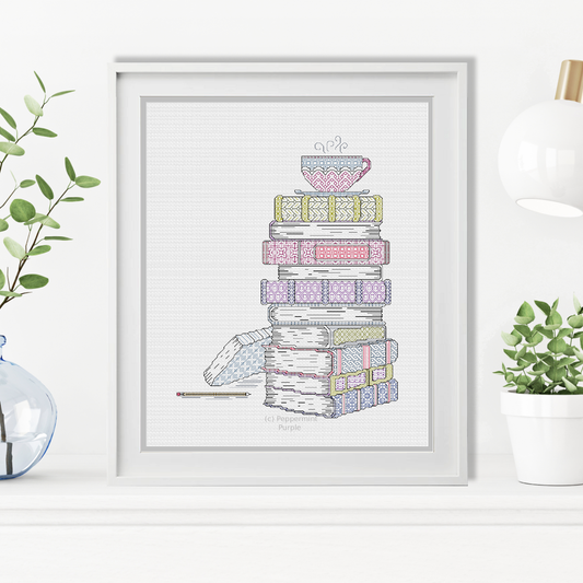 Time To Relax with Tea - Blackwork Books Blackwork Pattern by Peppermint Purple