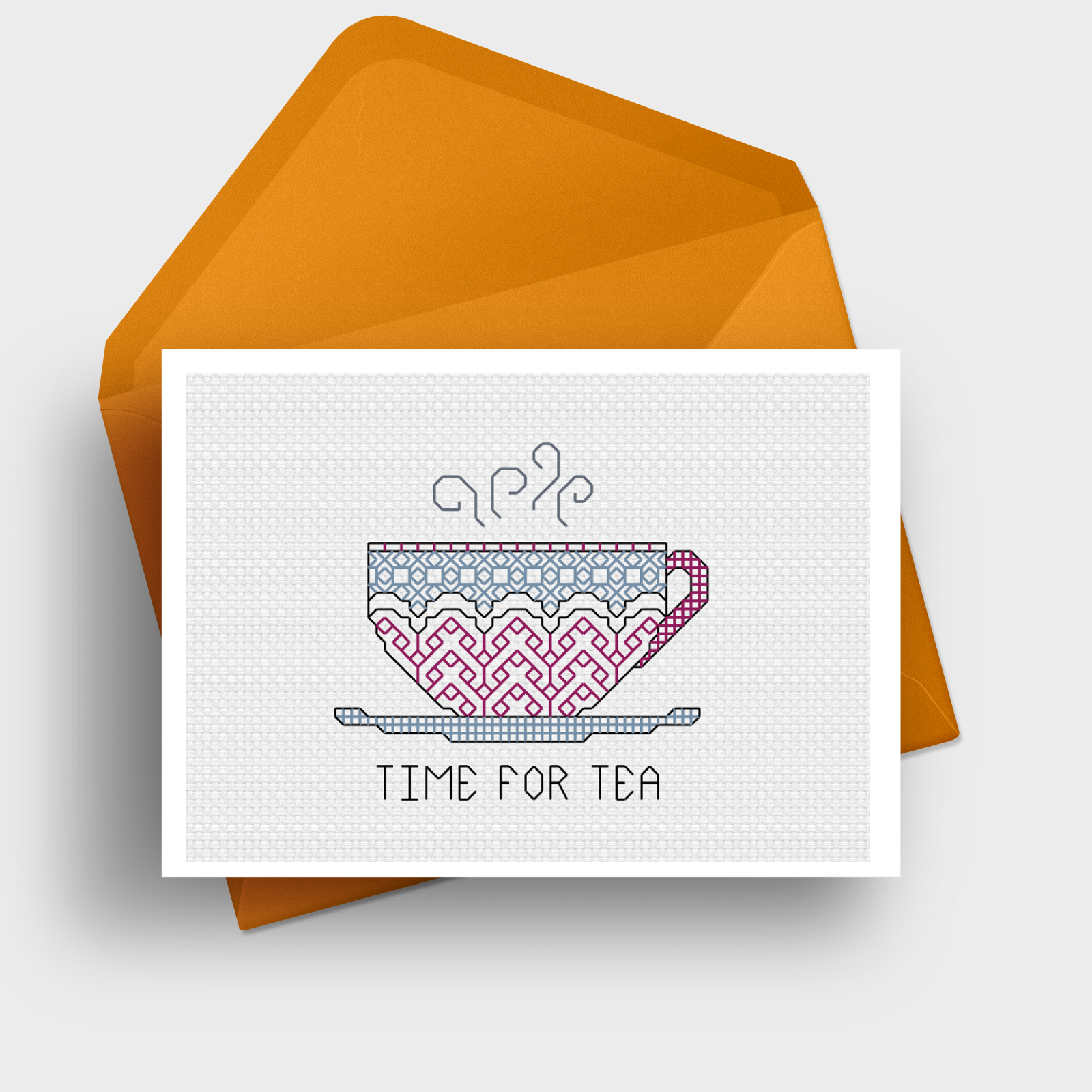 Time For Tea Blackwork Blackwork Pattern by Peppermint Purple