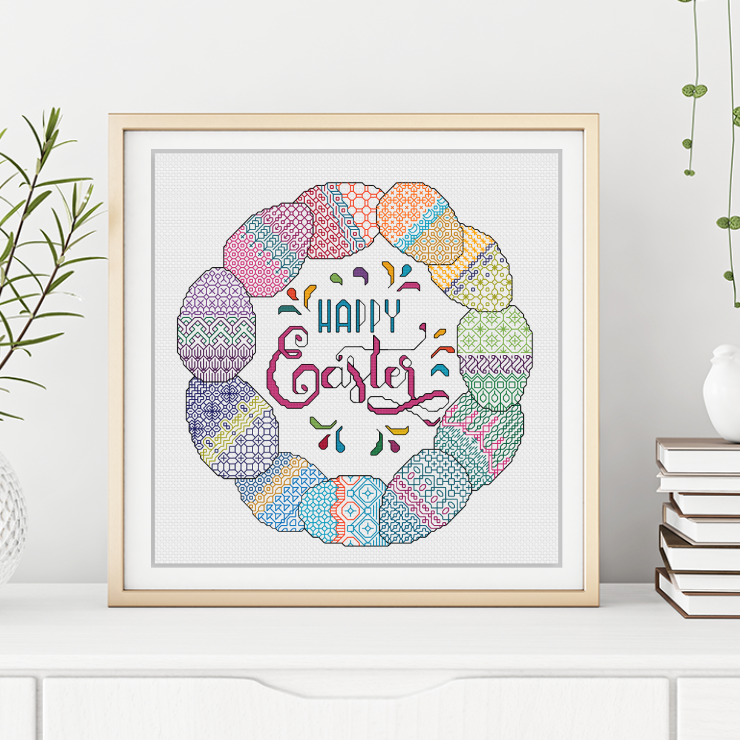 Egg Wreath Blackwork Pattern by Peppermint Purple