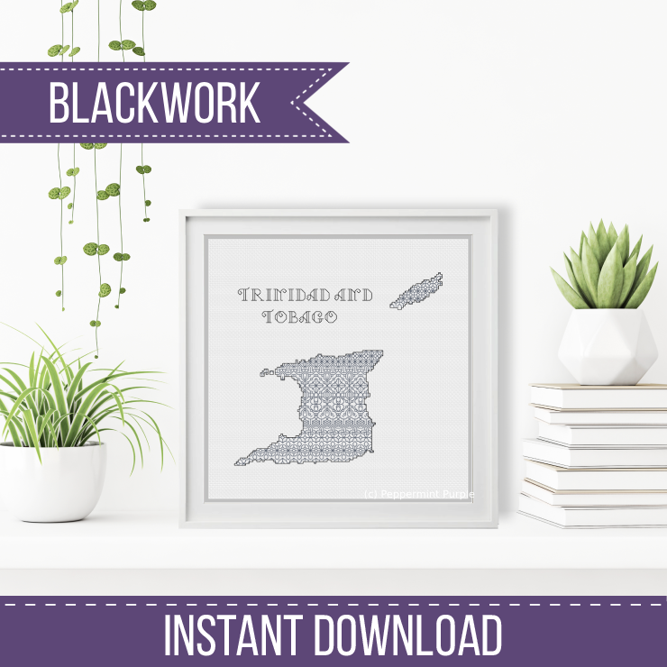 Trinidad & Tobago Blackwork Blackwork Pattern by Peppermint Purple