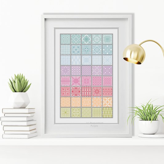 Rainbow Squares Blackwork Pattern by Peppermint Purple