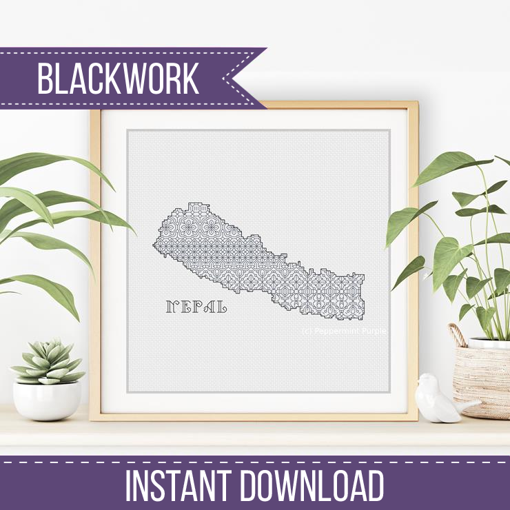 Nepal Blackwork Blackwork Pattern by Peppermint Purple