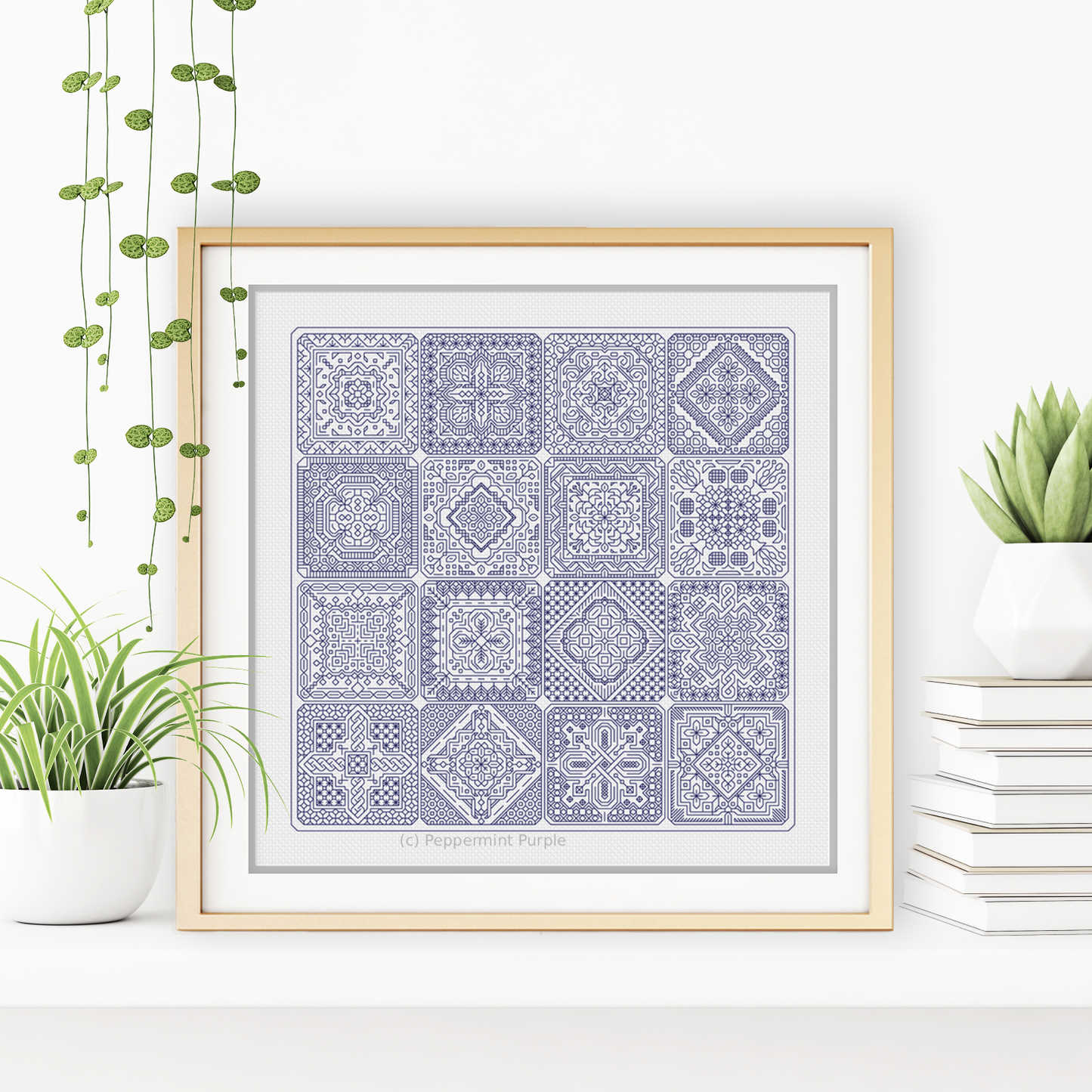 Dutch Tiles Blackwork Pattern by Peppermint Purple