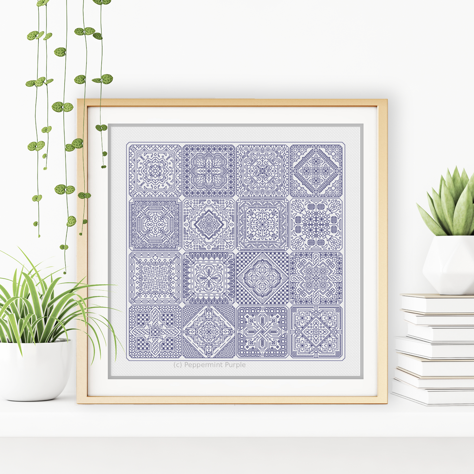 Dutch Tiles Blackwork Pattern by Peppermint Purple