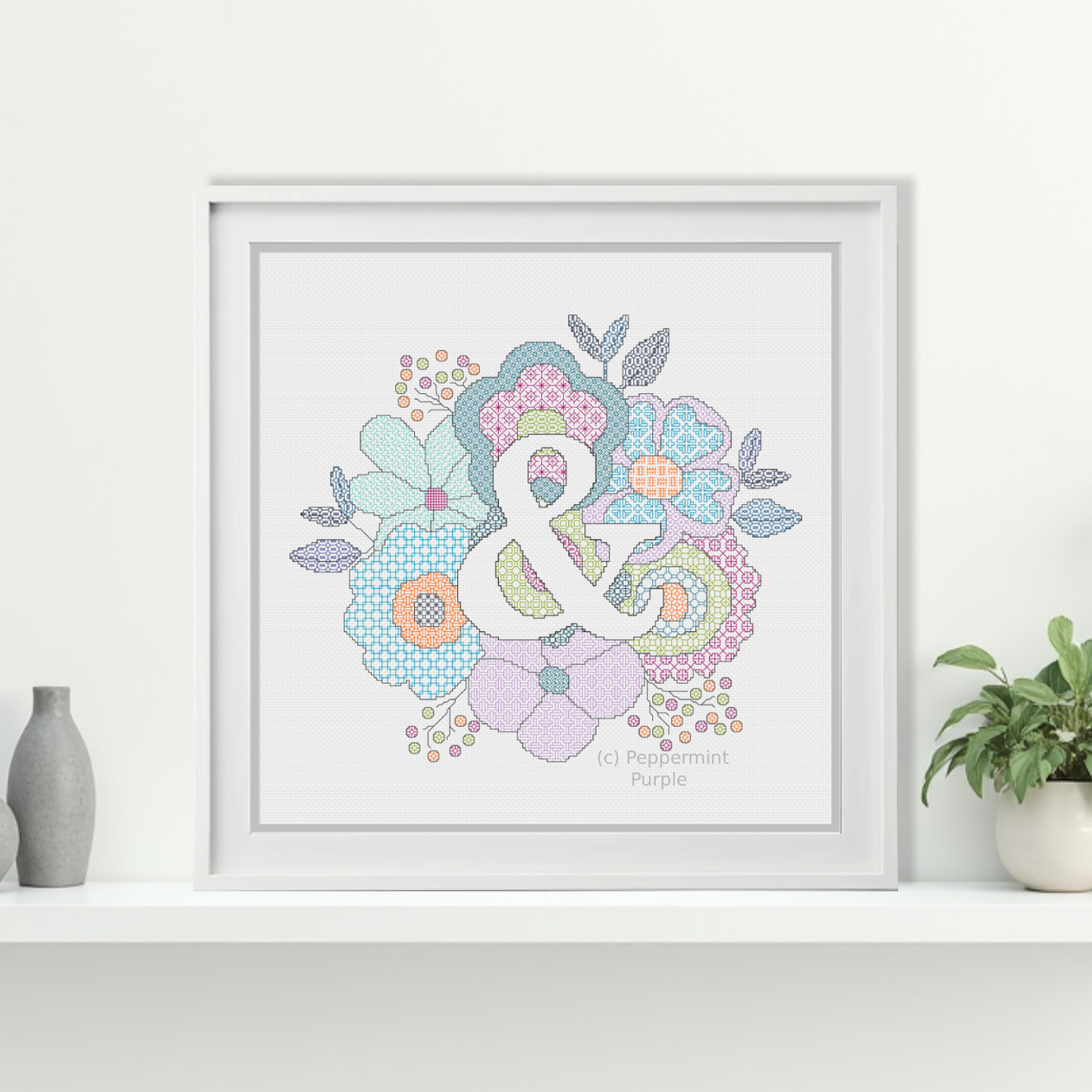 Floral Letters Blackwork Pattern by Peppermint Purple