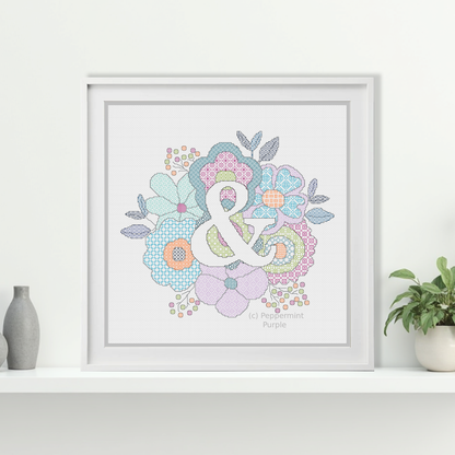 Floral Letters Blackwork Pattern by Peppermint Purple