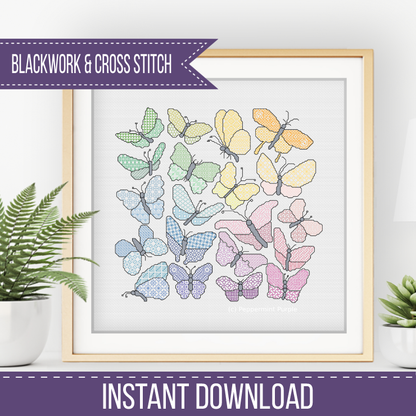 Blackwork Butterflies Blackwork Pattern by Peppermint Purple