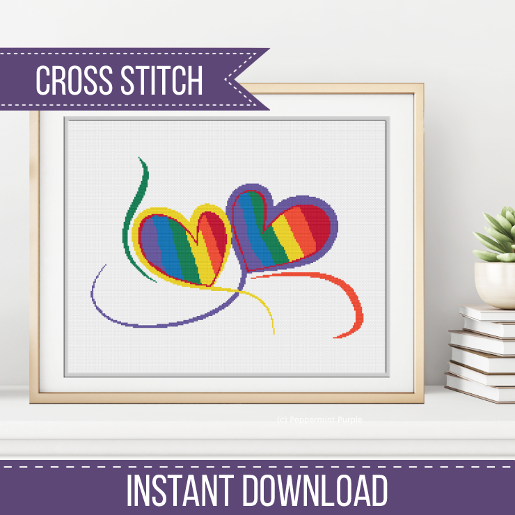 LGBT Hearts Cross Stitch Pattern by Peppermint Purple